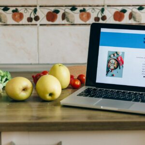 Fruits and Vegetables Near the Laptop